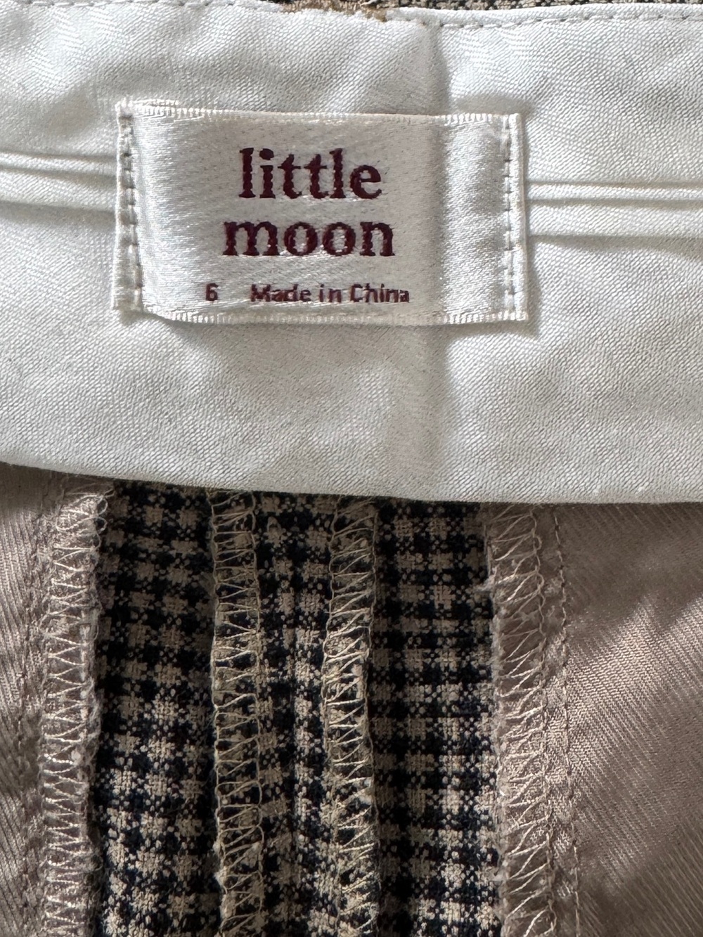 Little Moon Plaid Ankle Cropped Trousers in Brown and Tan - Picture 7 of 13